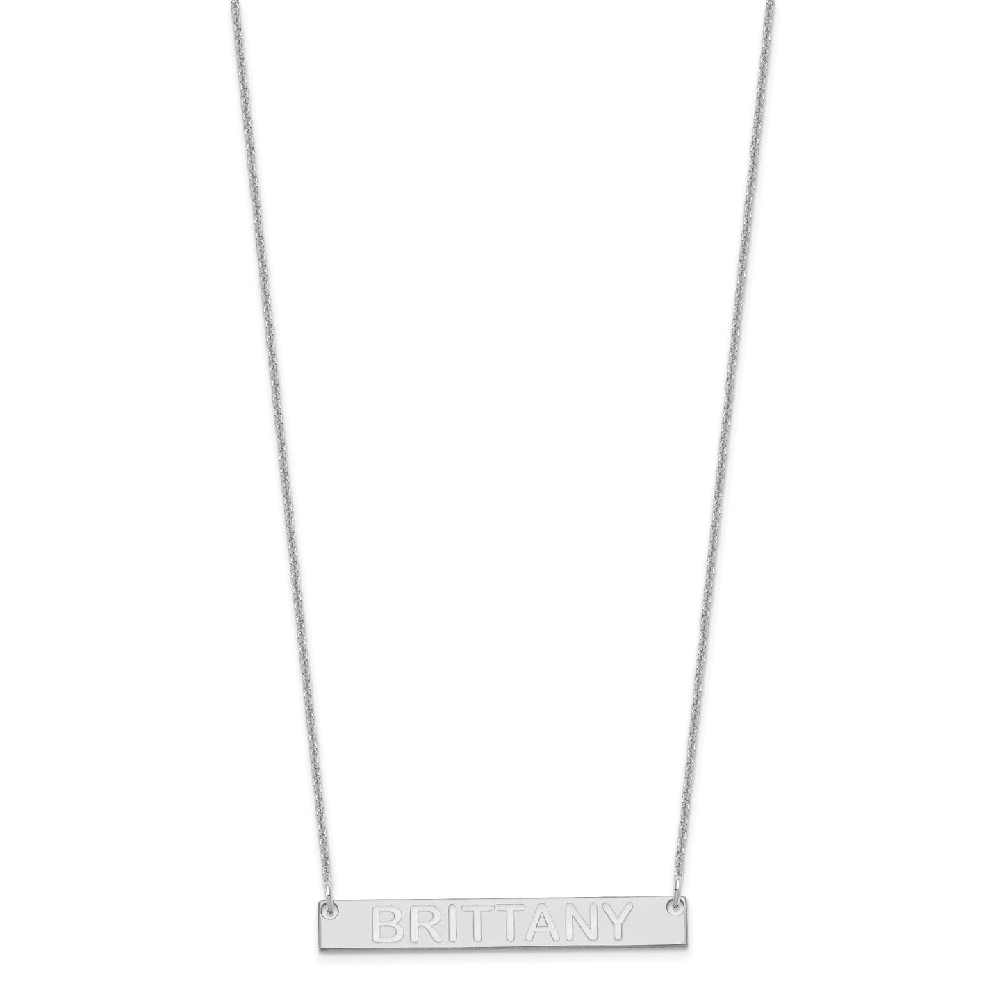 14k White Gold Medium Capitalized ARIAL ROUNDED Bar Necklace