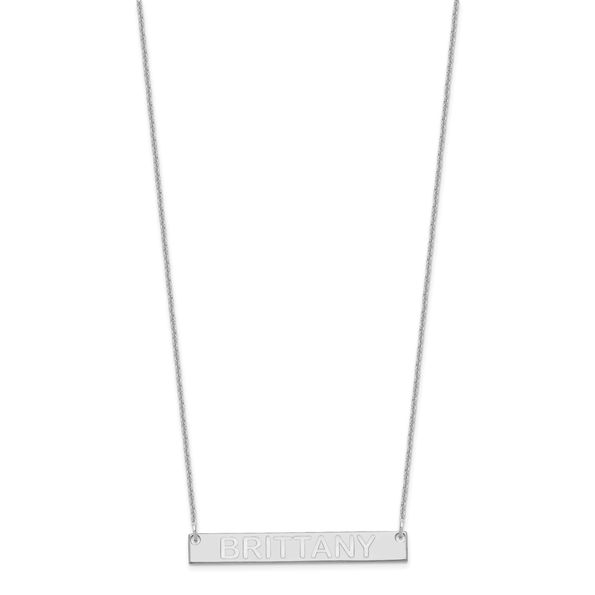 14k White Gold Medium Capitalized ARIAL ROUNDED Bar Necklace