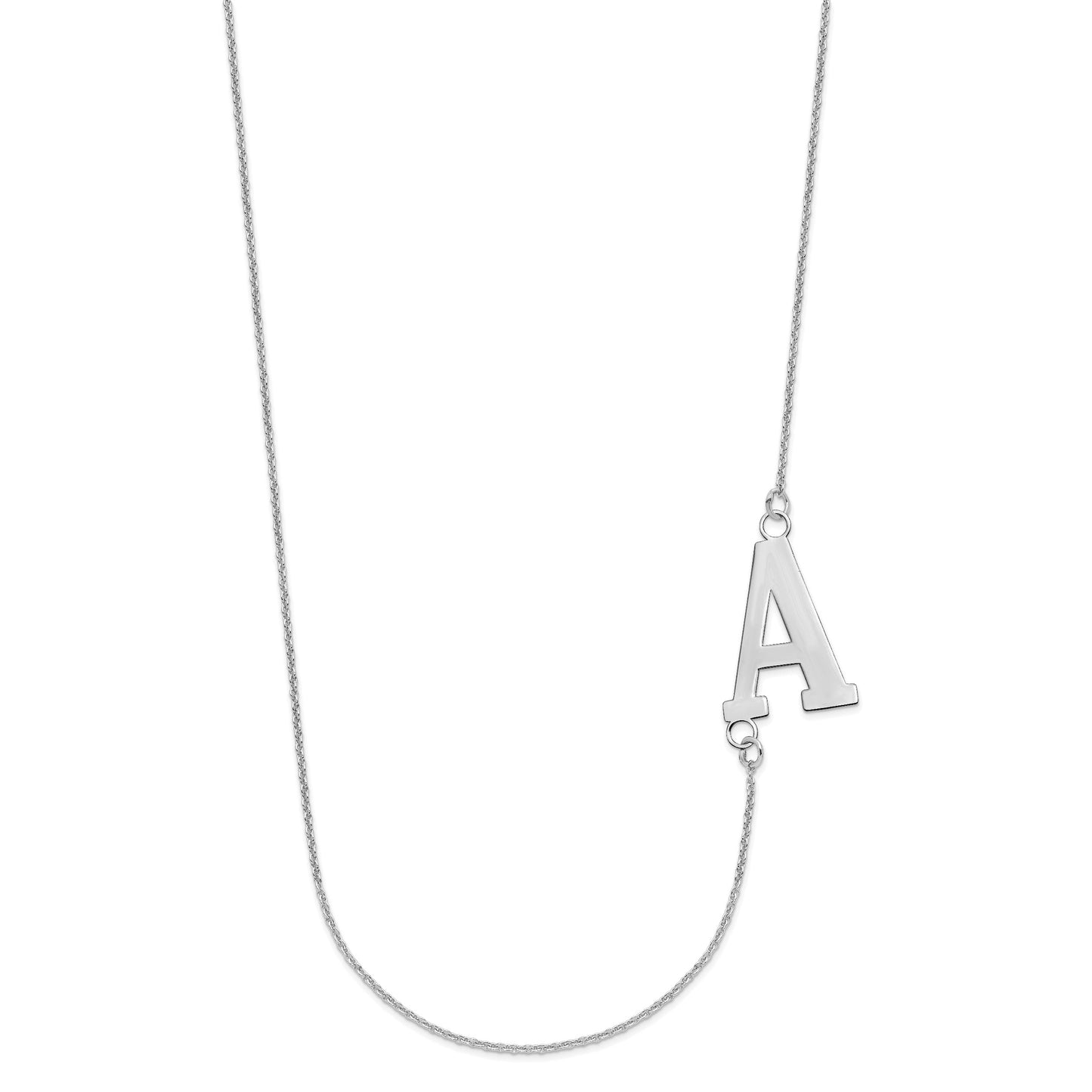 14k White Gold Large Offset Initial Necklace
