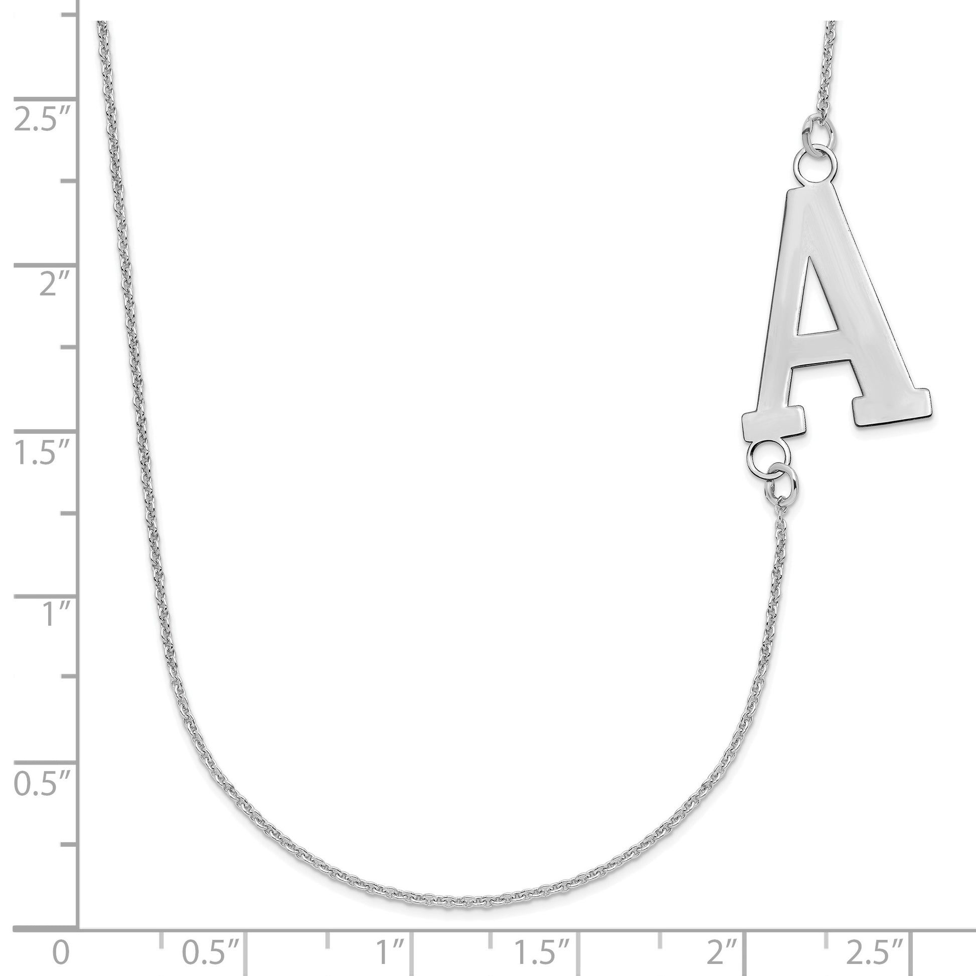14k White Gold Large Offset Initial Necklace