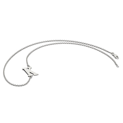 14k White Gold Large Offset Initial Necklace