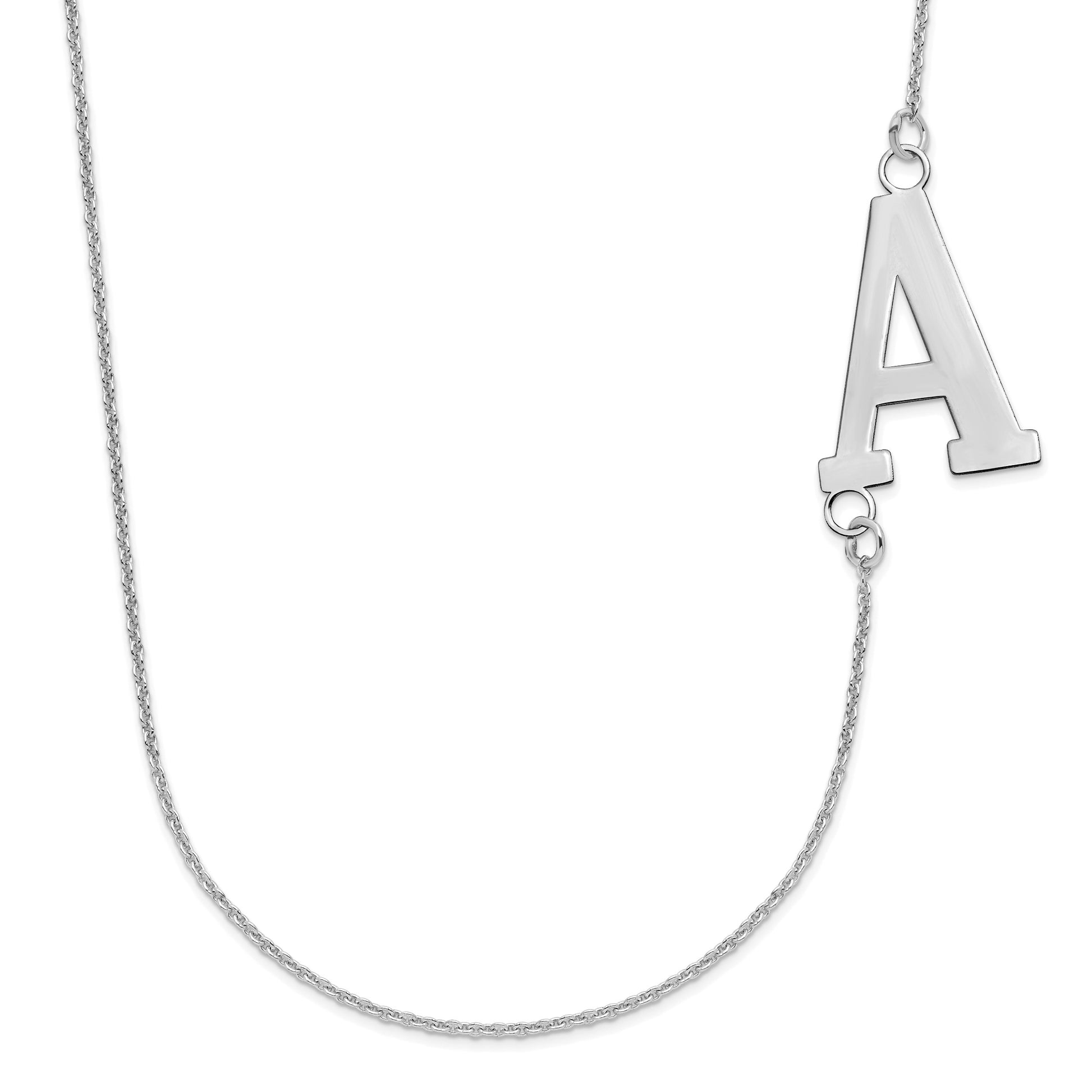 14k White Gold Large Offset Initial Necklace