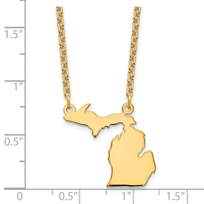 Sterling Silver/Gold-plated Michigan State Necklace