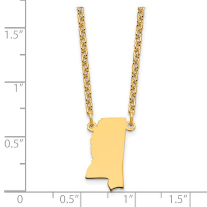 Sterling Silver/Gold-plated Mississippi State Necklace