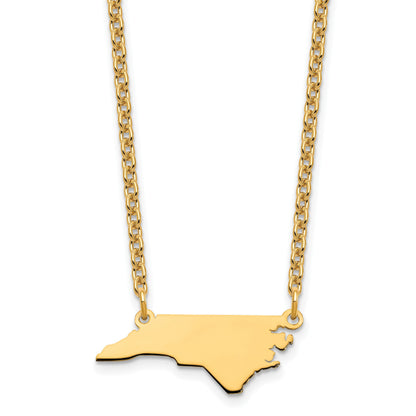 Sterling Silver/Gold-plated North Carolina State Necklace