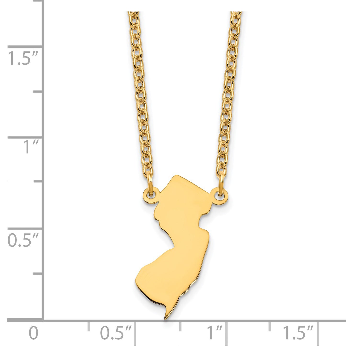 Sterling Silver/Gold-plated New Jersey State Necklace
