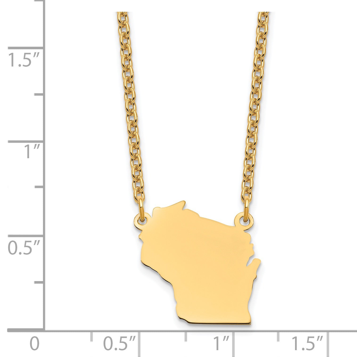 Sterling Silver/Gold-plated Wisconsin State Necklace