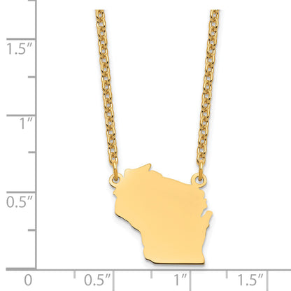 Sterling Silver/Gold-plated Wisconsin State Necklace