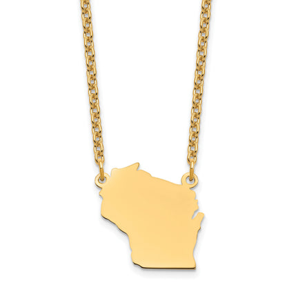 Sterling Silver/Gold-plated Wisconsin State Necklace