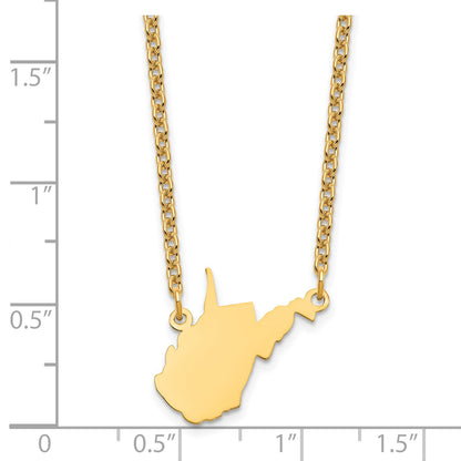 Sterling Silver/Gold-plated West Virginia State Necklace