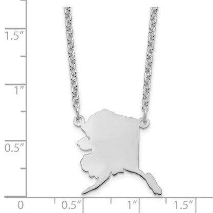Sterling Silver/Rhodium-plated Alaska State Necklace