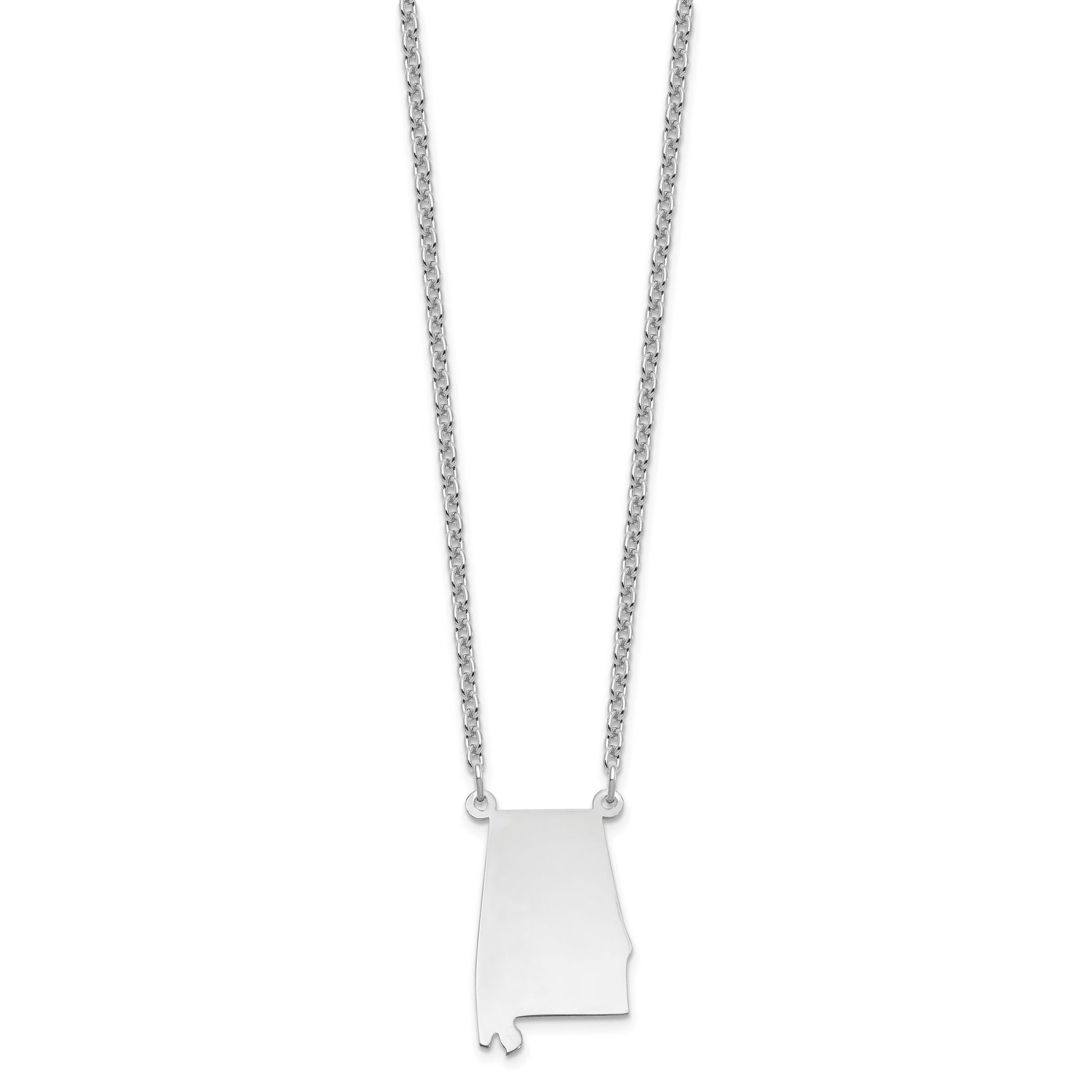 Sterling Silver/Rhodium-plated Alabama State Necklace