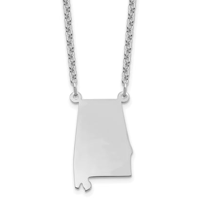 Sterling Silver/Rhodium-plated Alabama State Necklace