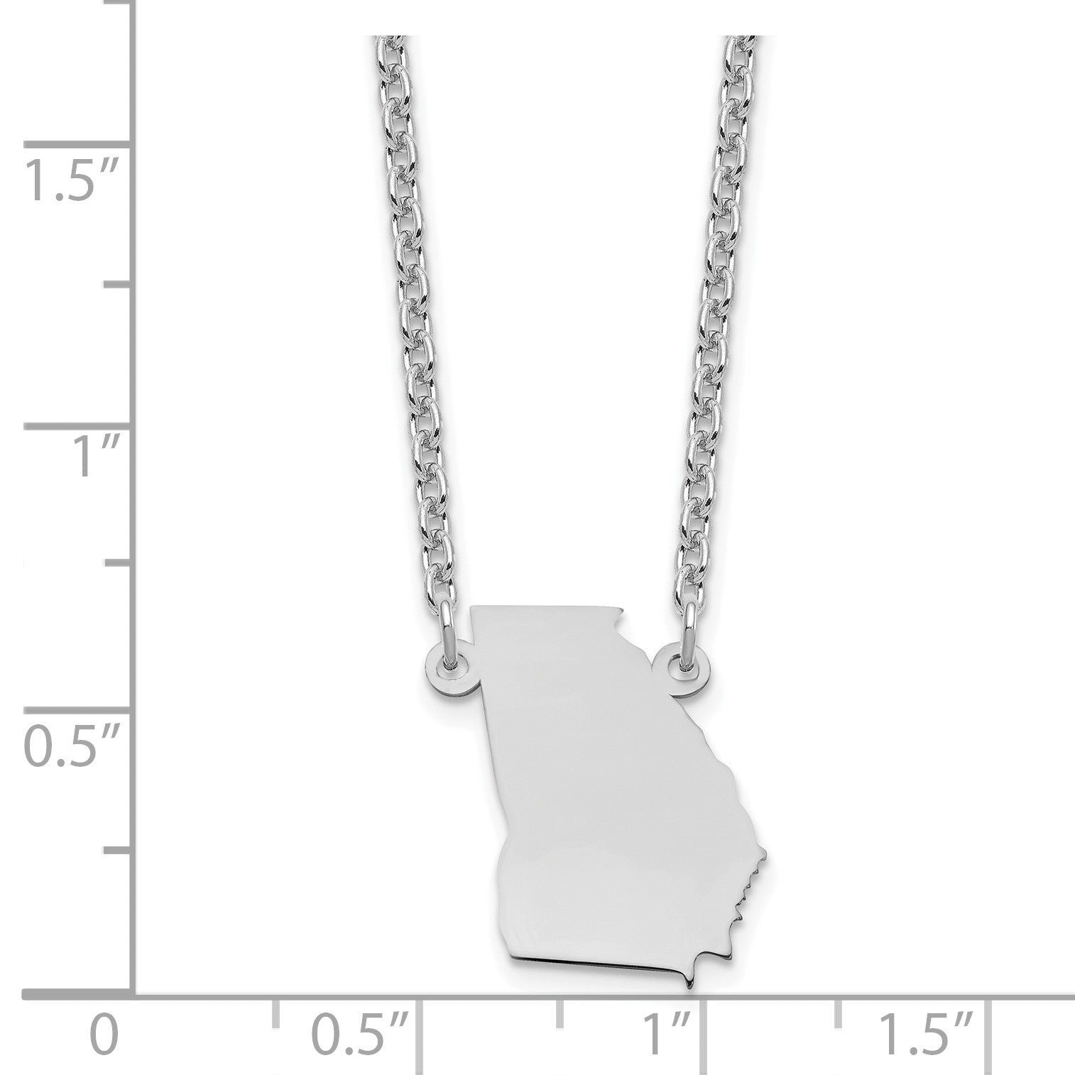 Sterling Silver/Rhodium-plated Georgia State Necklace