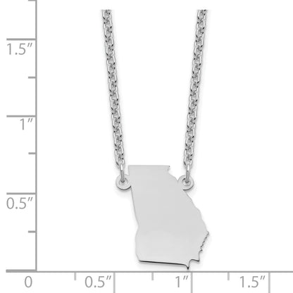 Sterling Silver/Rhodium-plated Georgia State Necklace