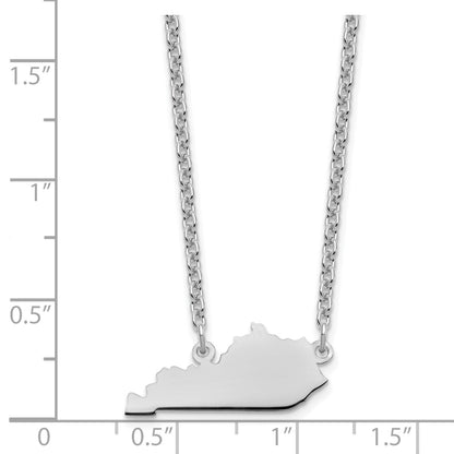Sterling Silver/Rhodium-plated Kentucky State Necklace