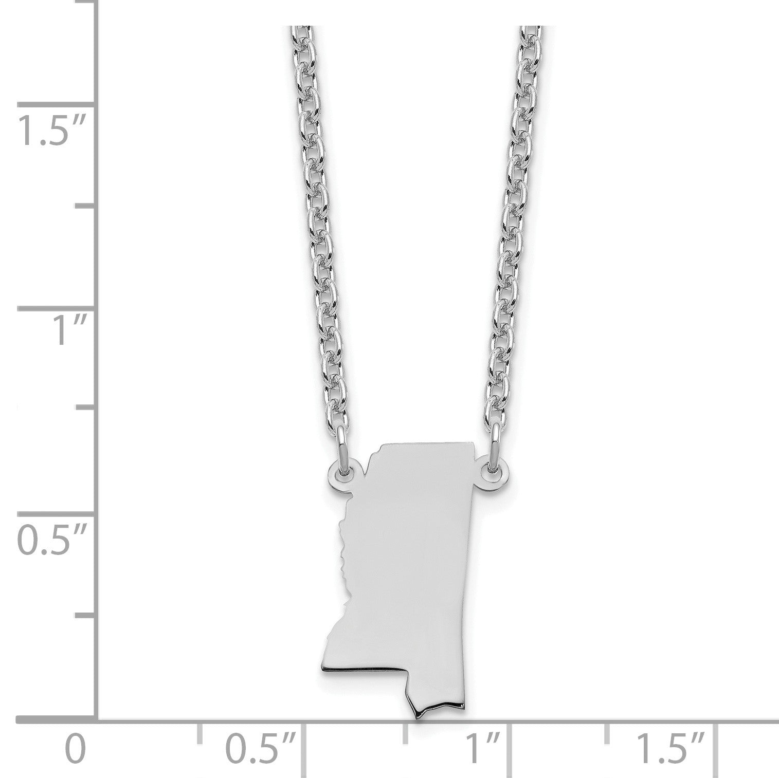 Sterling Silver/Rhodium-plated Mississippi State Necklace
