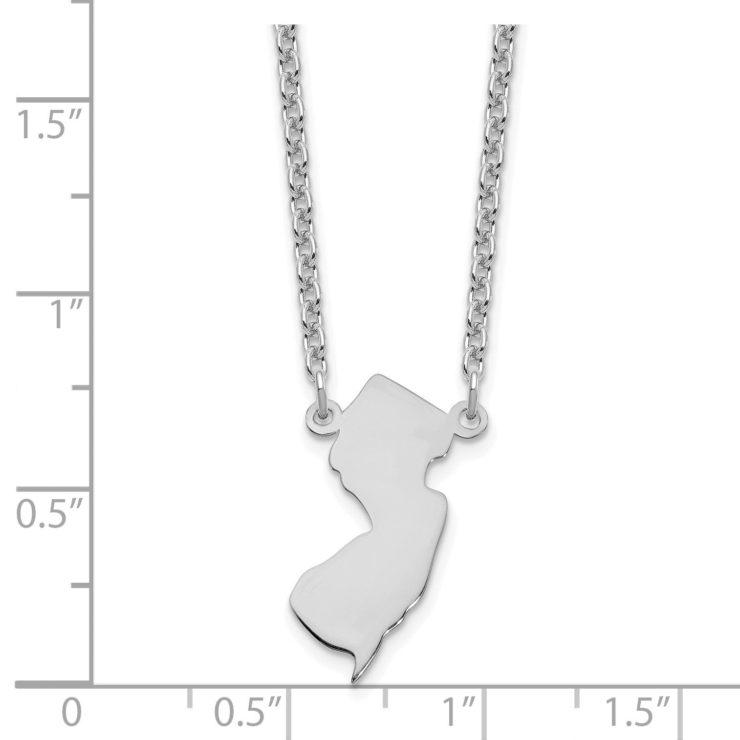 Sterling Silver/Rhodium-plated New Jersey State Necklace
