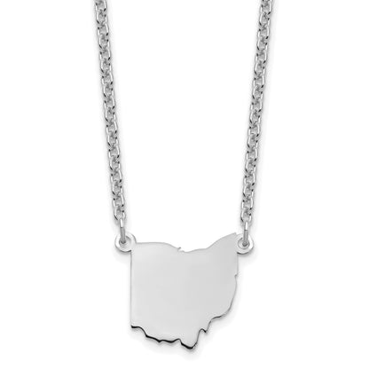 Sterling Silver/Rhodium-plated Ohio State Necklace