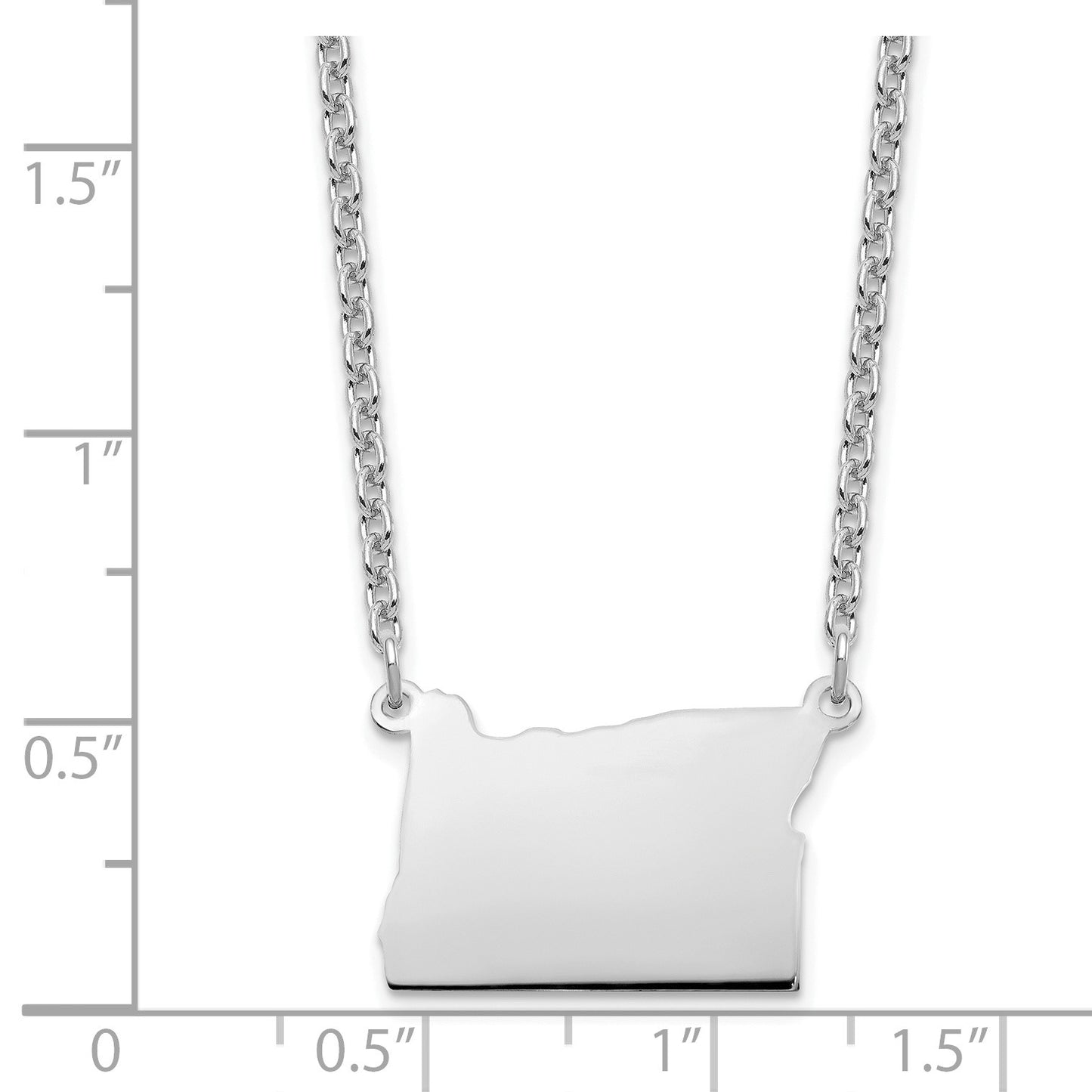 Sterling Silver/Rhodium-plated Oregon State Necklace