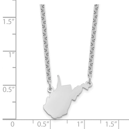 Sterling Silver/Rhodium-plated West Virginia State Necklace