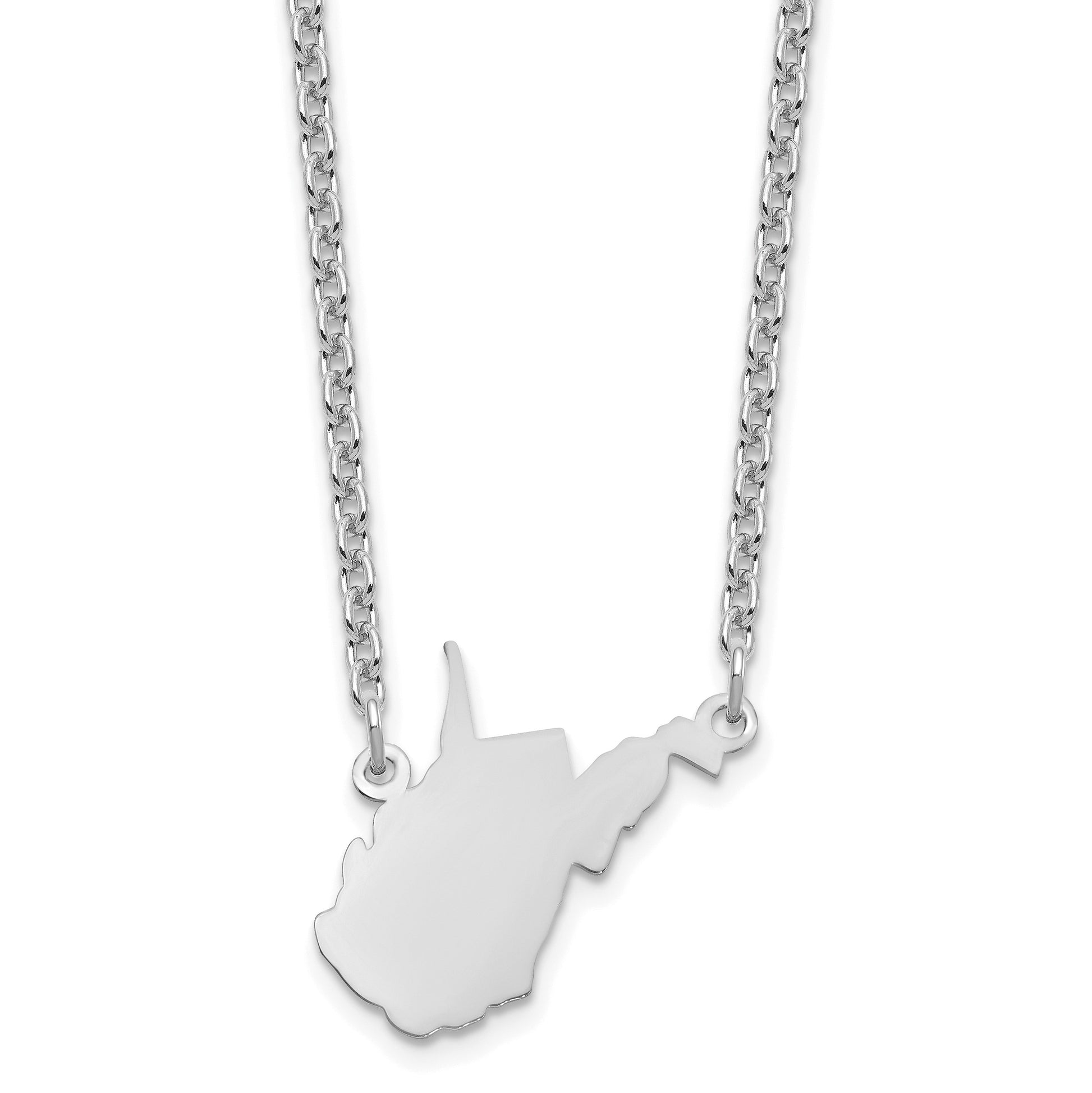 Sterling Silver/Rhodium-plated West Virginia State Necklace