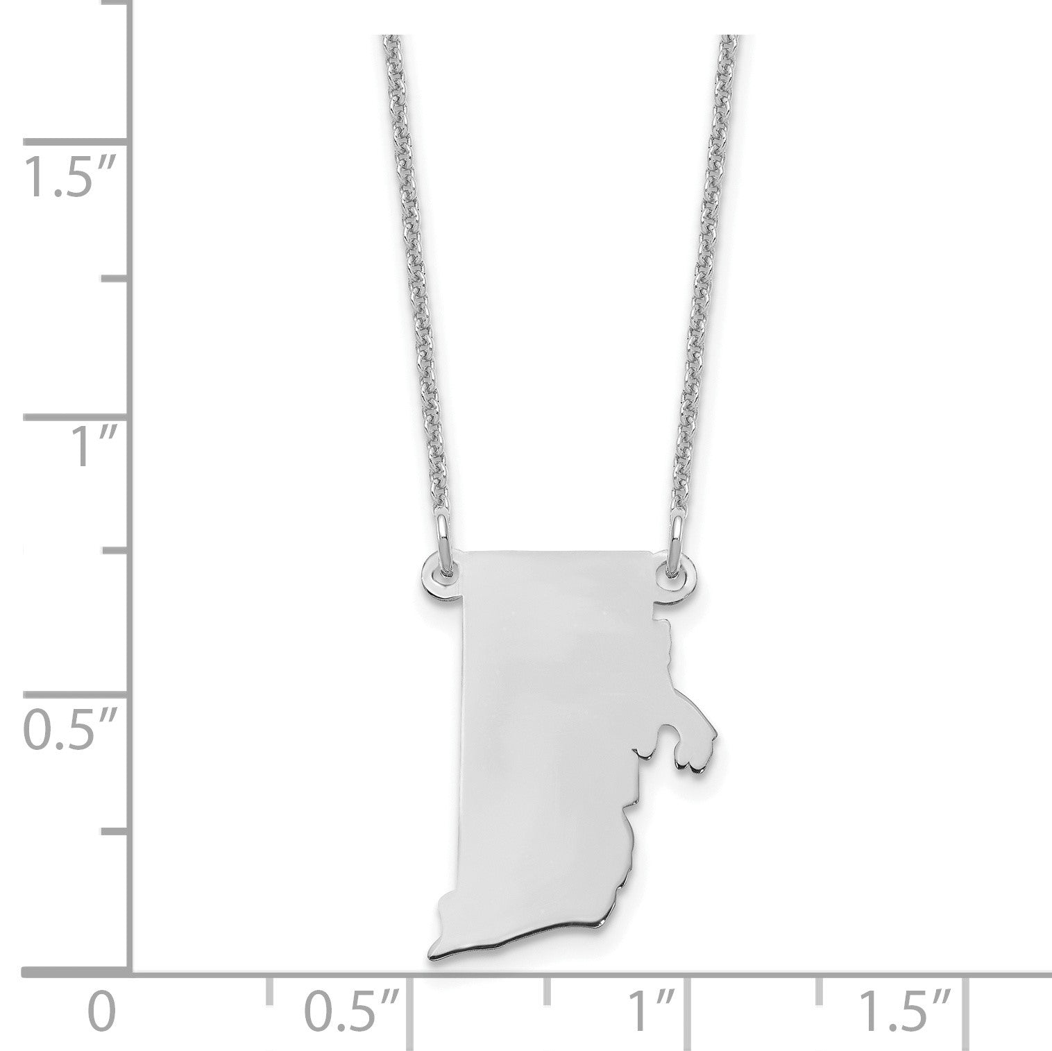 Sterling Silver/Rhodium-plated Rhode Island State Necklace
