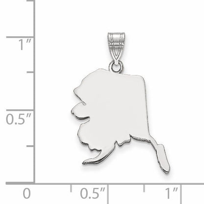 Sterling Silver/Rhodium-plated Alaska State Pendant