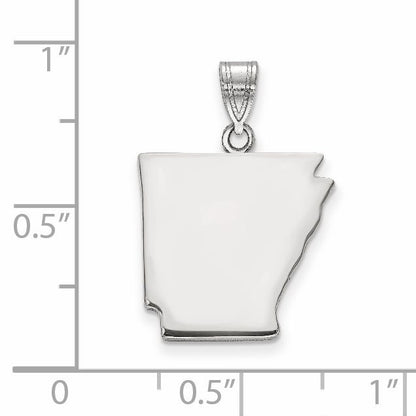 Sterling Silver/Rhodium-plated Arkansas State Pendant