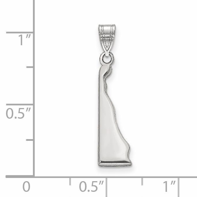 Sterling Silver/Rhodium-plated Delaware State Pendant