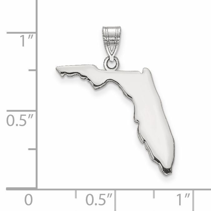 Sterling Silver/Rhodium-plated Florida State Pendant