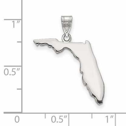 Sterling Silver/Rhodium-plated Florida State Pendant