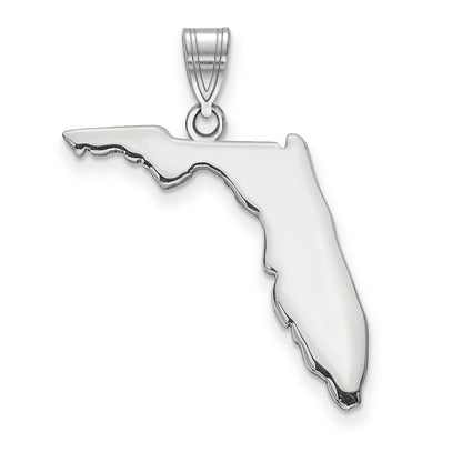 Sterling Silver/Rhodium-plated Florida State Pendant