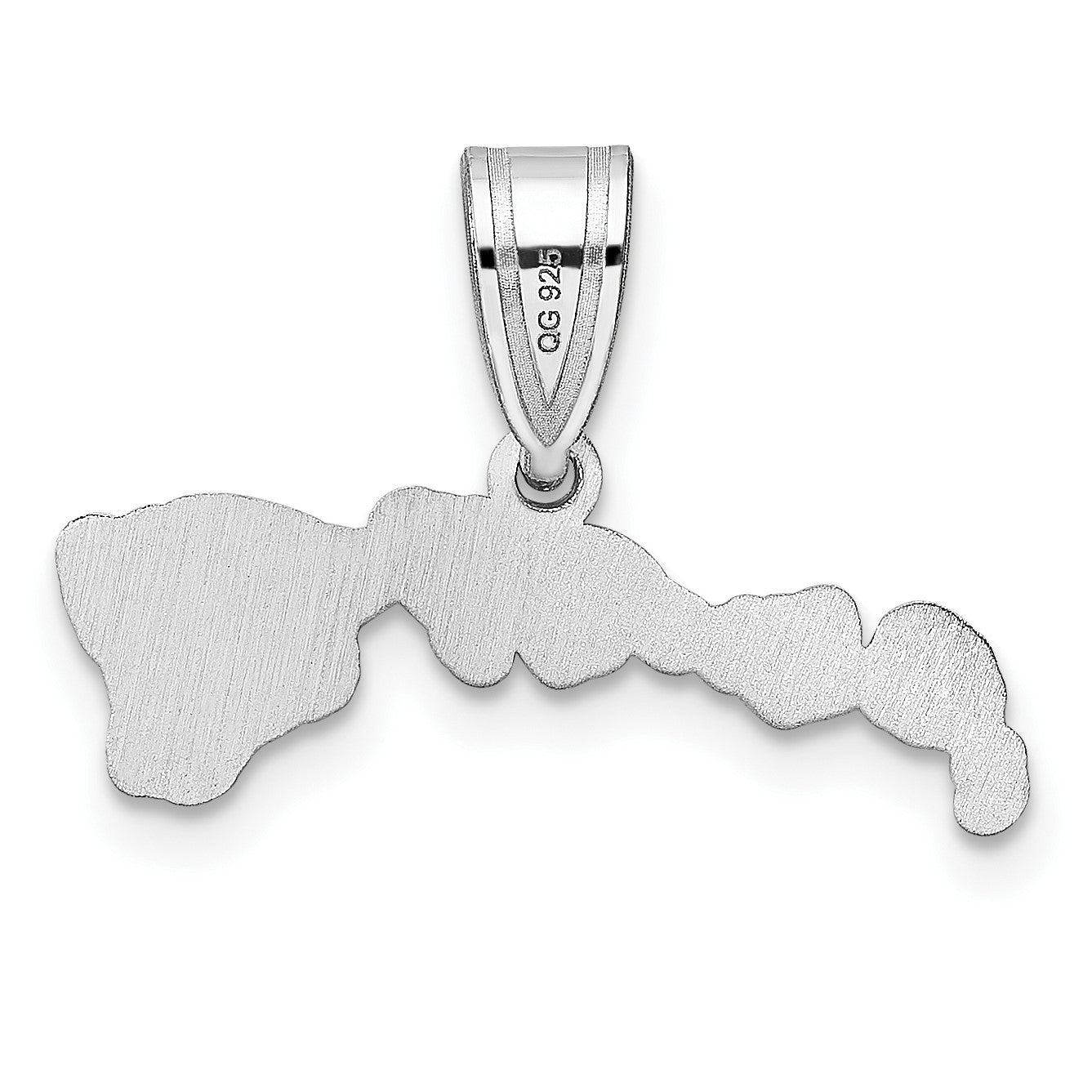 Sterling Silver/Rhodium-plated Hawaii State Pendant