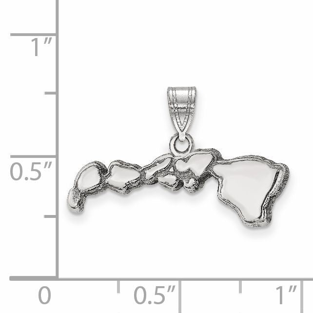 Sterling Silver/Rhodium-plated Hawaii State Pendant