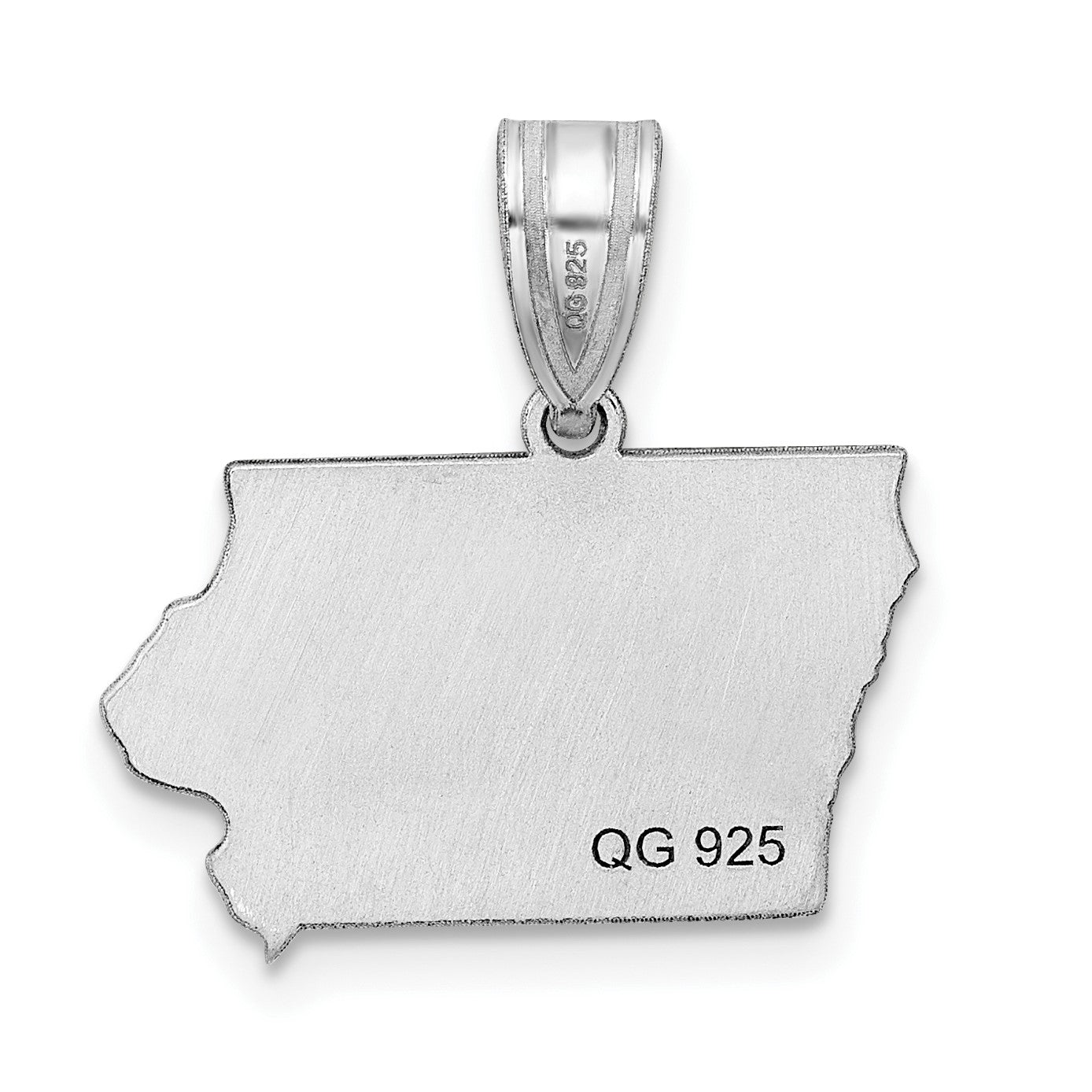 Sterling Silver/Rhodium-plated Iowa State Pendant