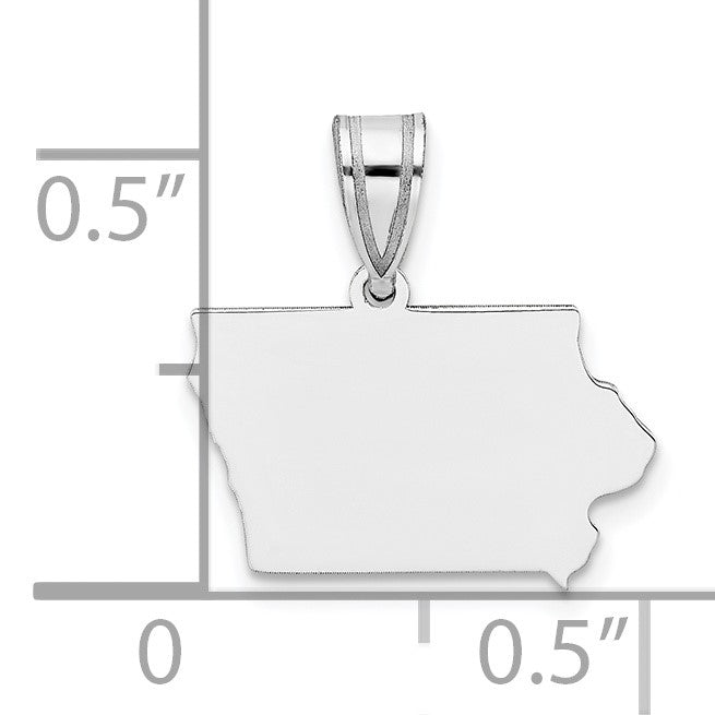 Sterling Silver/Rhodium-plated Iowa State Pendant