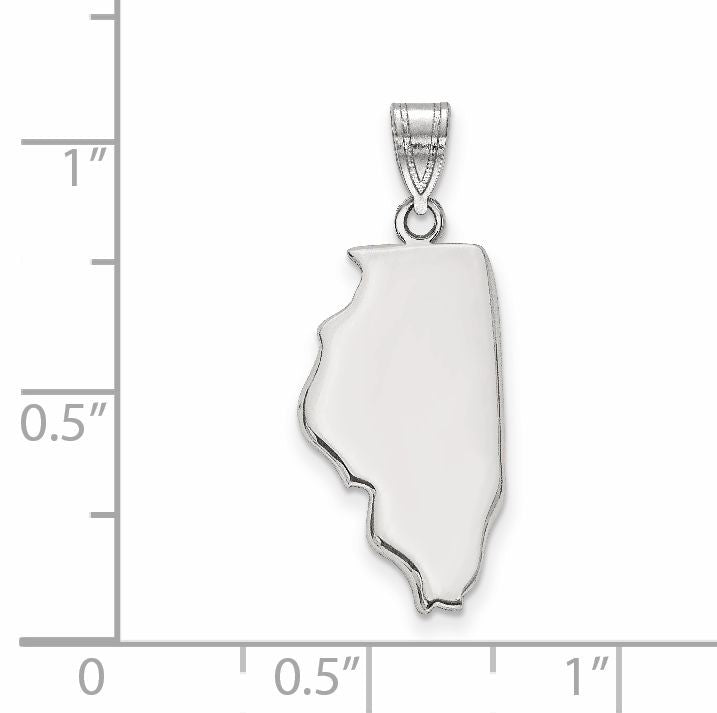 Sterling Silver/Rhodium-plated Illinois State Pendant