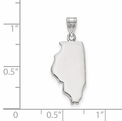 Sterling Silver/Rhodium-plated Illinois State Pendant
