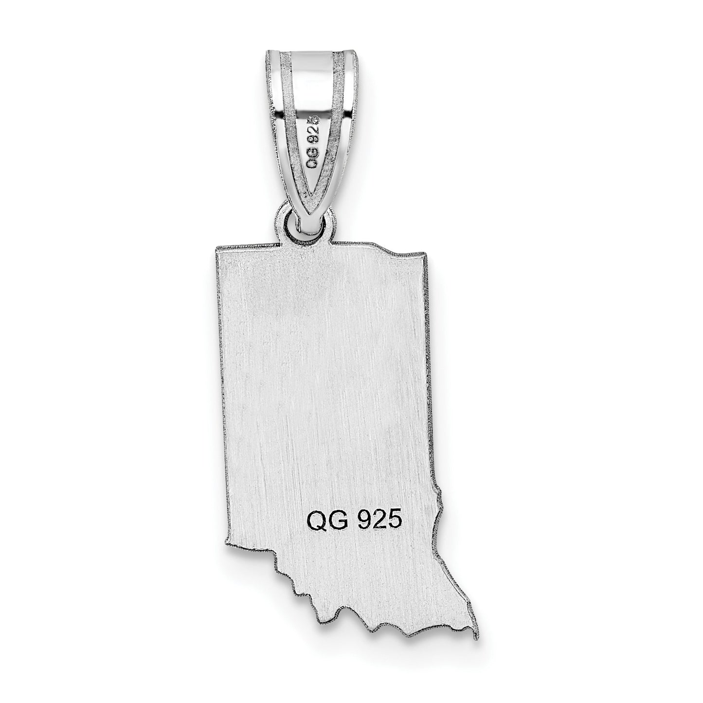 Sterling Silver/Rhodium-plated Indiana State Pendant