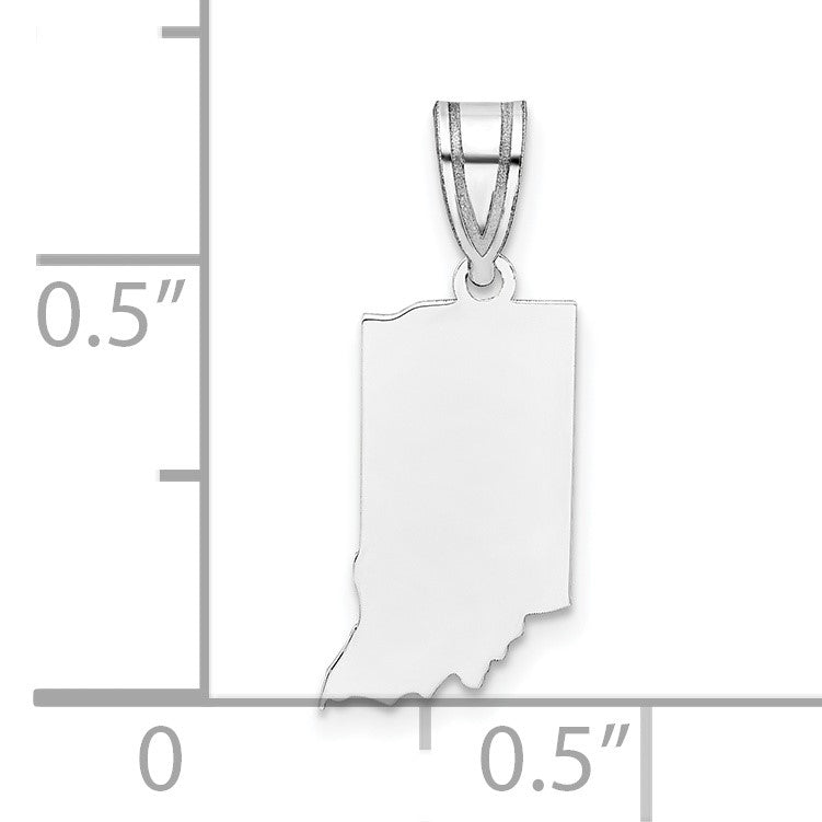 Sterling Silver/Rhodium-plated Indiana State Pendant