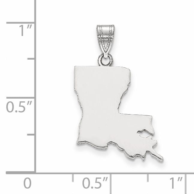 Sterling Silver/Rhodium-plated Louisiana State Pendant