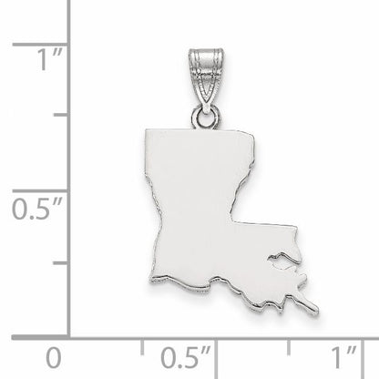 Sterling Silver/Rhodium-plated Louisiana State Pendant