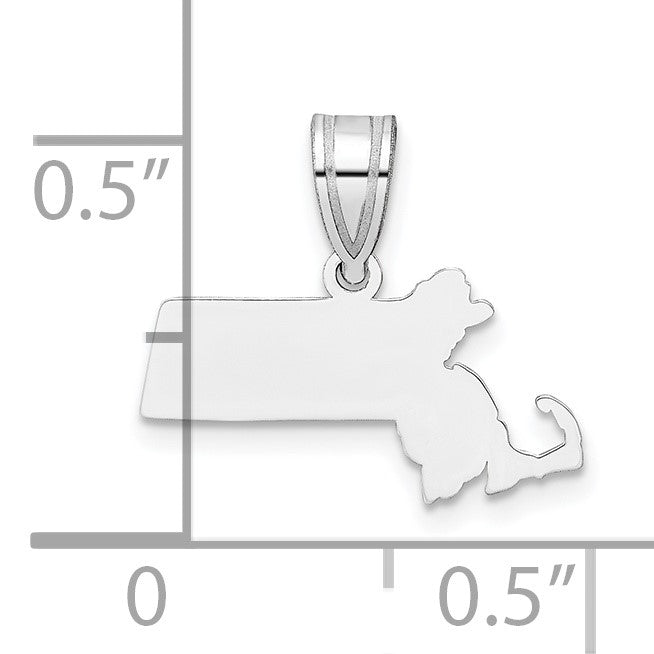 Sterling Silver/Rhodium-plated Massachusetts State Pendant