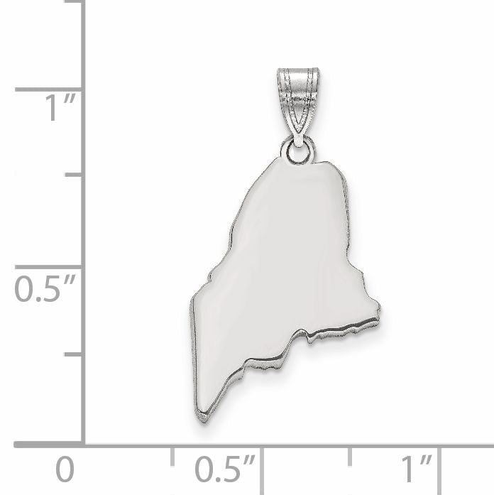 Sterling Silver/Rhodium-plated Maine State Pendant