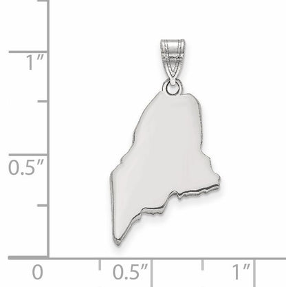 Sterling Silver/Rhodium-plated Maine State Pendant