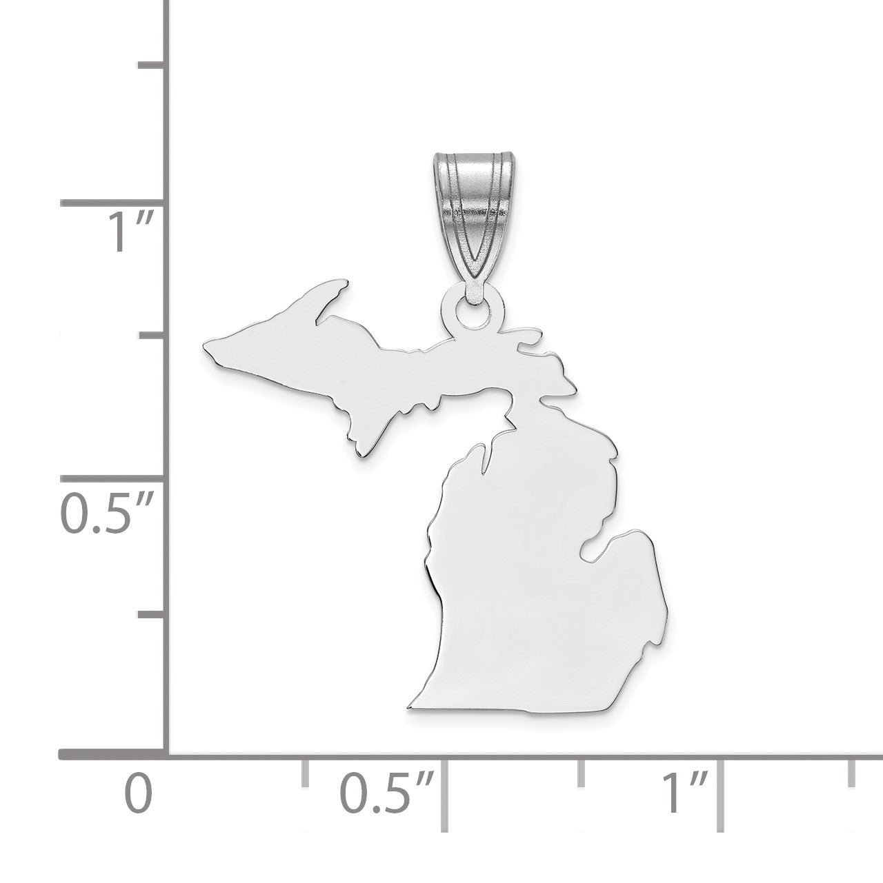 Sterling Silver/Rhodium-plated Michigan State Pendant