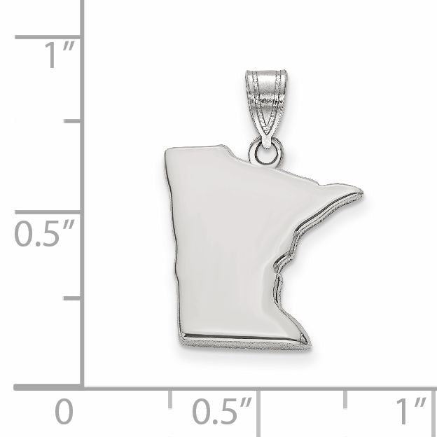 Sterling Silver/Rhodium-plated Minnesota State Pendant