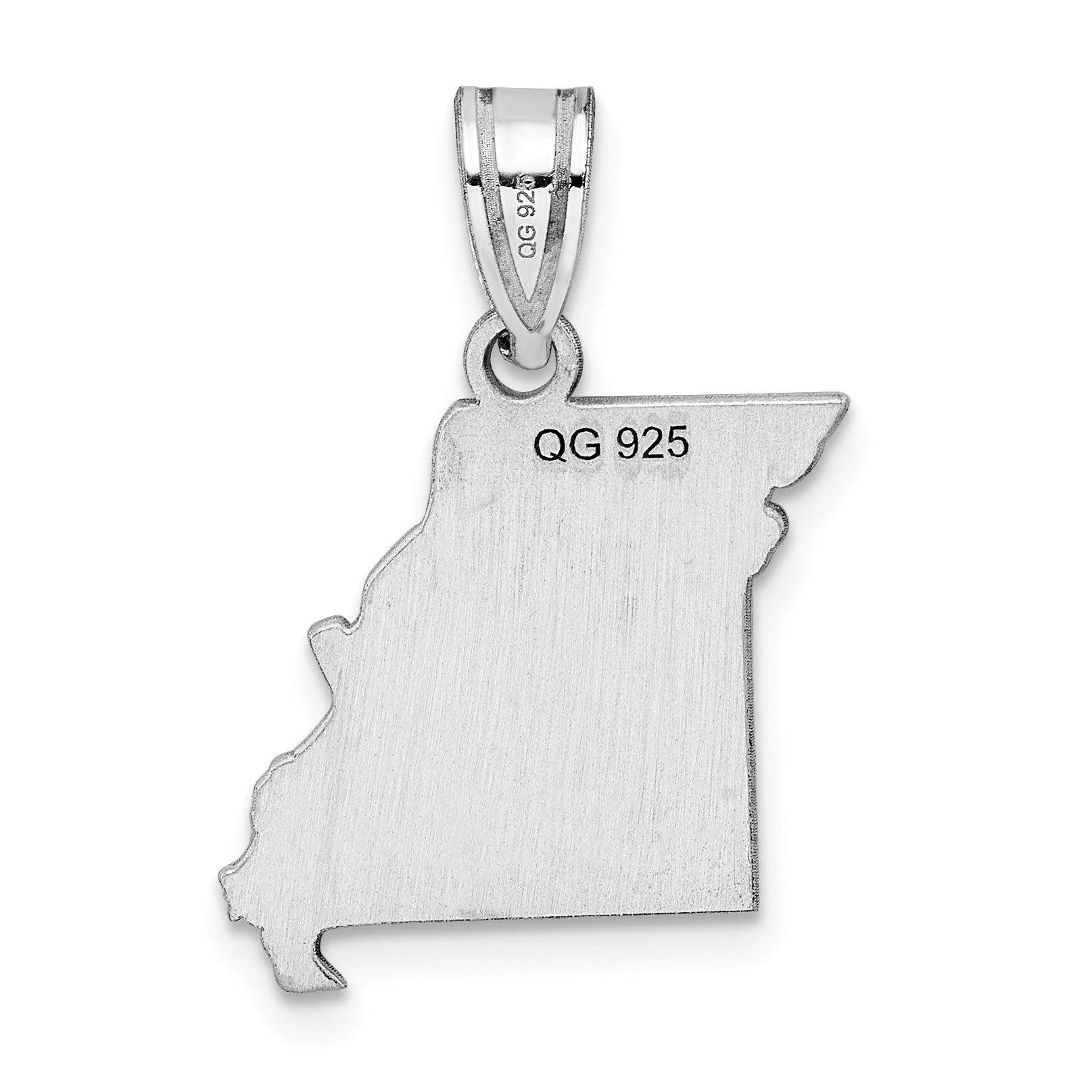 Sterling Silver/Rhodium-plated Missouri State Pendant