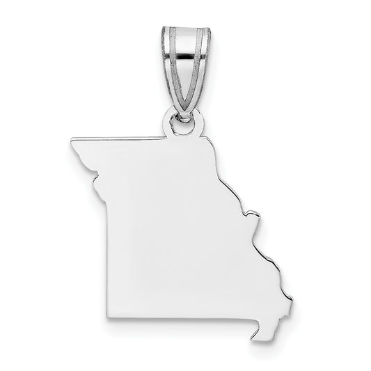 Sterling Silver/Rhodium-plated Missouri State Pendant